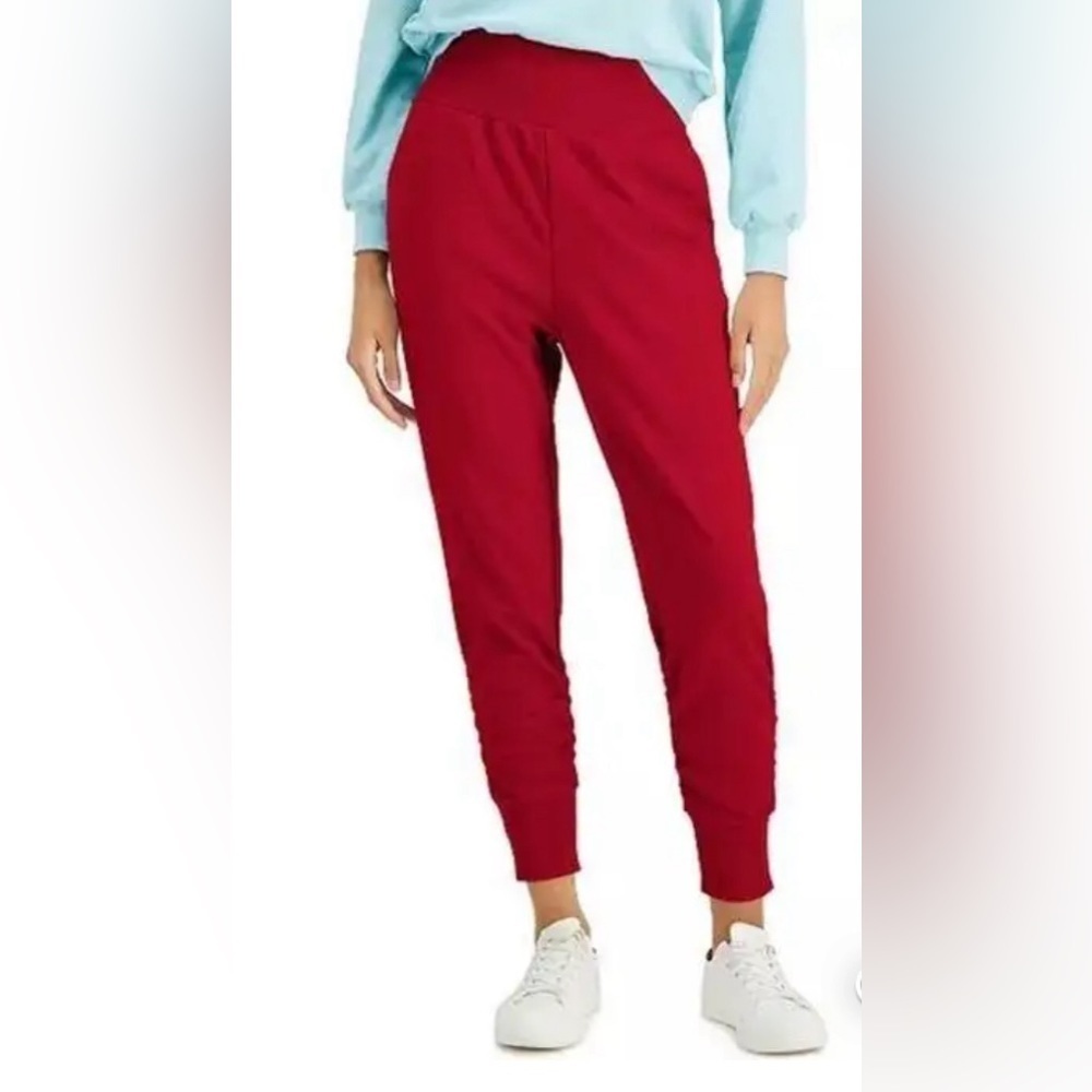 INC INTERNATIONAL CONCEPTS Red Seasonal Basics High Rise Joggers Sweatpants